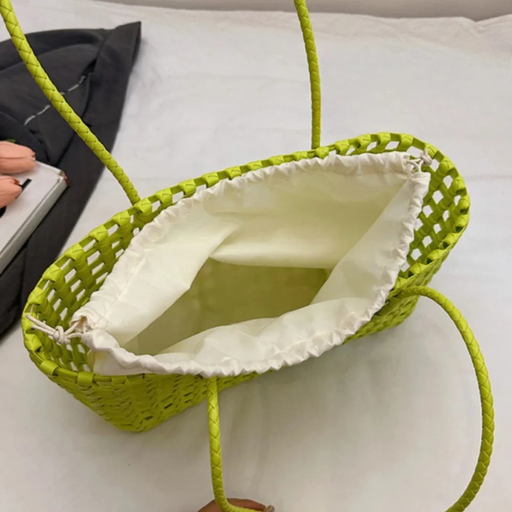 Bolso Cesta de Paja Tejido a Mano para Mujer – Bolso de Hombro de Ratán, Bolso de Playa de Verano para Mujer, Cartera de Viaje de Diseño para Compras, Vacaciones y Salidas Casuales