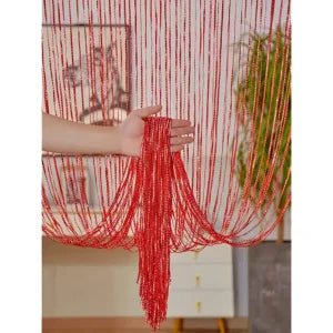 Cortina decorativa de hilos – Separador de ambientes con borlas para puertas, ventanas y decoración del hogar