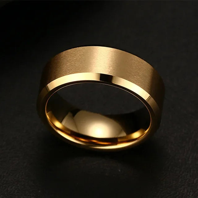 Anillo de dije de acero inoxidable negro – Banda mate de boda y compromiso para hombres y mujeres | Regalo de joyería de moda minimalista