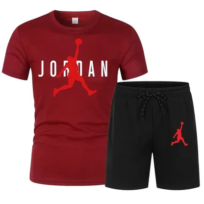 Men's Summer T-Shirt & Shorts Set – Printed Casual 2-Piece Sports Tracksuit for Jogging, Workout & Streetwear