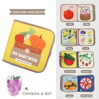 Libro Montessori de tela con animales de granja – Libro de actividades de fieltro para el aprendizaje preescolar, juguete para habilidades motoras finas para niños pequeños, libro interactivo de cuentos de educación temprana para niños
