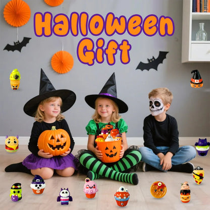 12-96PCS Halloween Squishy Toys Bulk Stress Relief Toys Non Candy Trick or Treat Party Favors Halloween Gifts for Kids