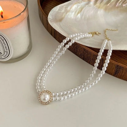Nuevo collar gargantilla de perlas barrocas para mujer, lujoso, para bodas, fiestas, collar de cuentas de tres capas, torques, regalo de joyería de moda para damas