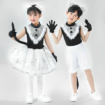 Cute Cat Cosplay Costume for Kids – Cat Girl & Cat Boy Animal Outfit for Children, Halloween Dance, Party & Dress-Up