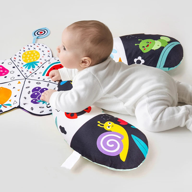 Coussin de Temps sur le Ventre pour Bébé et Jouet Sensoriel à Contraste Élevé – Coussin de Soutien Réversible Noir et Blanc pour Nouveau-né pour le Redressement de la Tête et le Développement Précoce