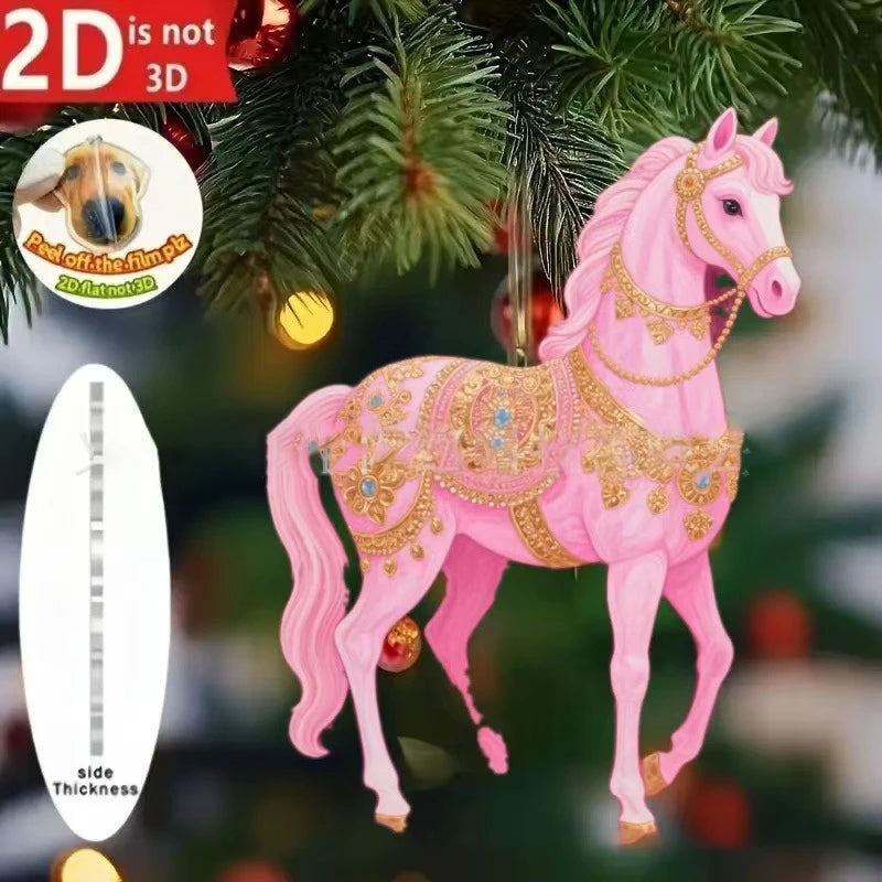 Cute Cat 2D Acrylic Christmas Pendant – Flat Hanging Ornament for Xmas Tree, Holiday Party & Festive Home Decor