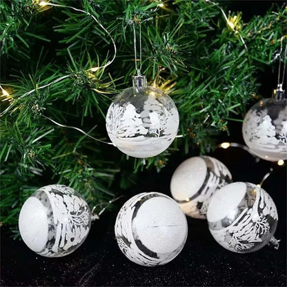 6PCS Clear White Snowball Christmas Ornaments – Hanging Ball Pendants for Xmas Tree, Home, New Year & Holiday Decorations