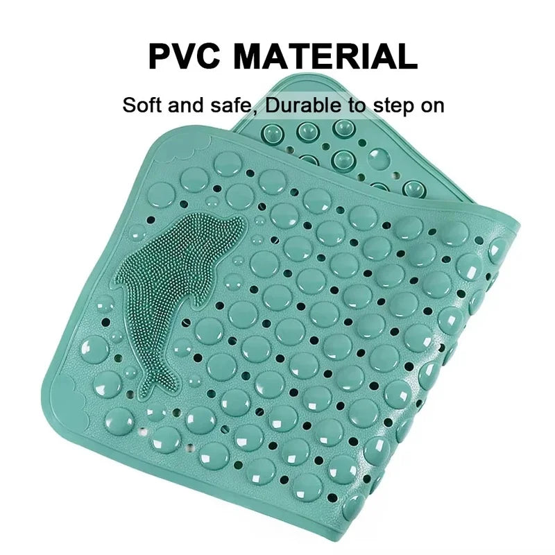 Dolphin PVC Bath Mat 35x70cm – Non-Slip Bathroom Shower Rug with Massage Texture for Bathtub & Floor