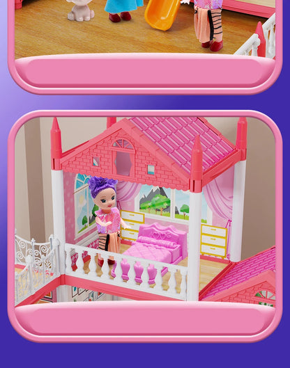 3D DIY Mini Princess Castle Villa Assembly Toy House with LED Lights – Creative Doll House Accessories Set, Girl Birthday Gift