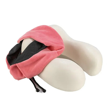 Almohada de cuello de espuma viscoelástica en forma de U – Almohada de viaje suave para dormir en avión, cojín de soporte cervical, almohada ergonómica para el cuello para viajes, oficina y relajación en el hogar