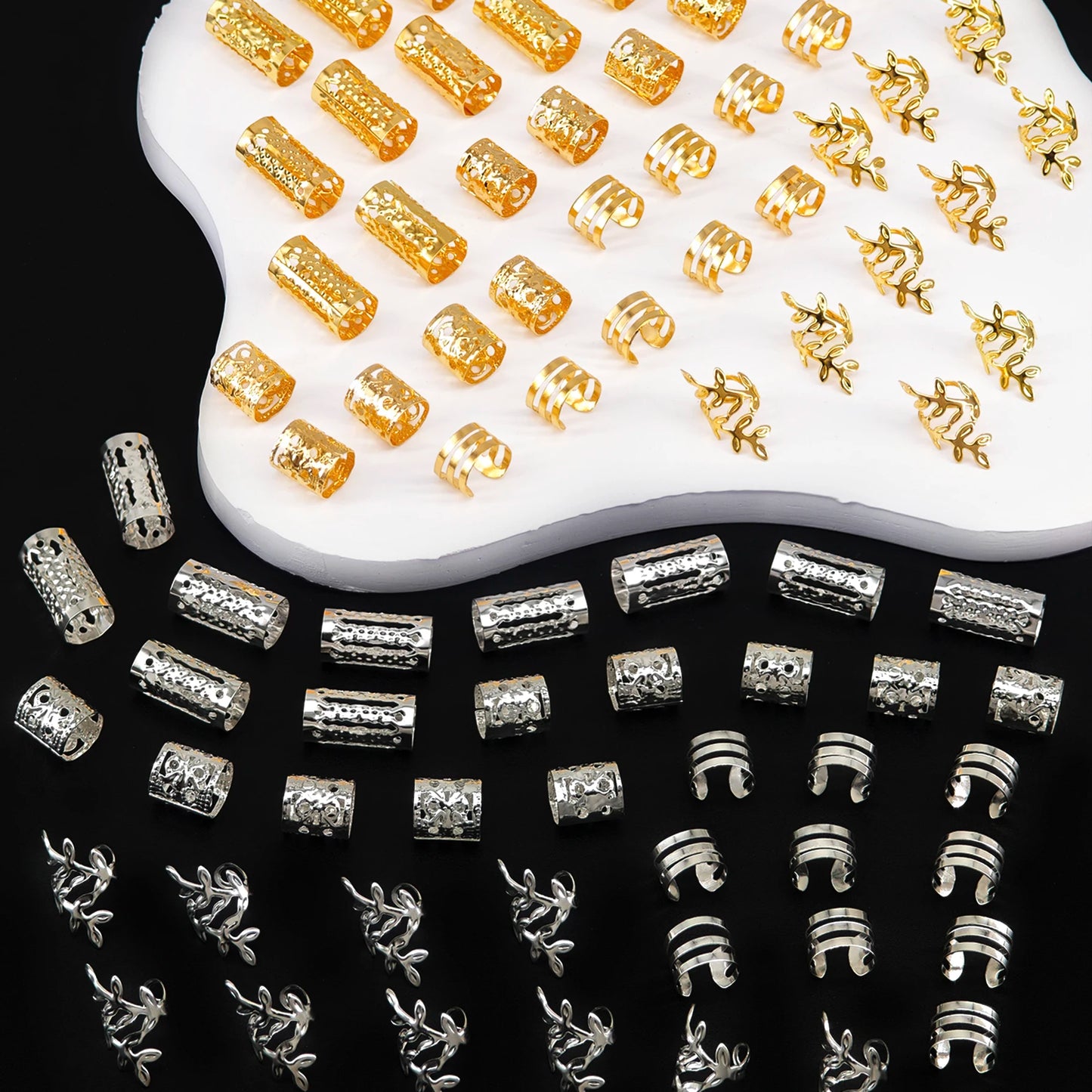 40/80PCS Anillos Huecos para el Pelo – Accesorios DIY de Joyería para Rastas para Mujeres y Niñas | Decoración para Trenzas y Peinados