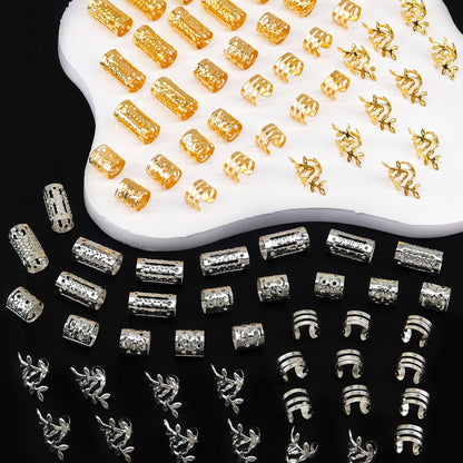 40/80PCS Anillos Huecos para el Pelo – Accesorios DIY de Joyería para Rastas para Mujeres y Niñas | Decoración para Trenzas y Peinados
