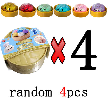 1–12PCS Glitter Dumpling Squishy with Box – Sensory Squeeze Stress Relief Fidget Toy, Glitter Dumplings Set
