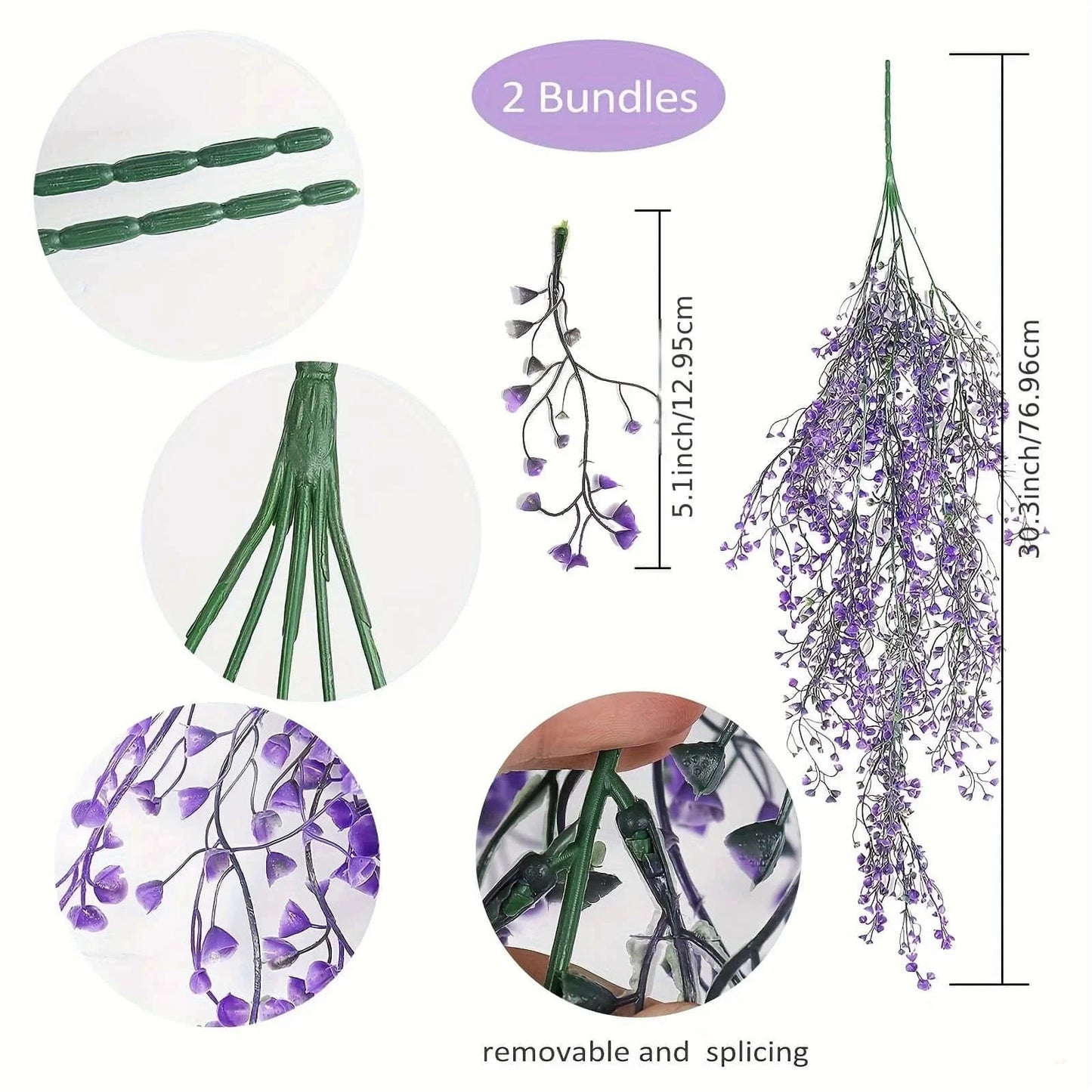 1 enredadera artificial de glicina colgante – Guirnalda de flores sintéticas resistente a los rayos UV para decoración del hogar en interiores y exteriores, bodas, fiestas y eventos
