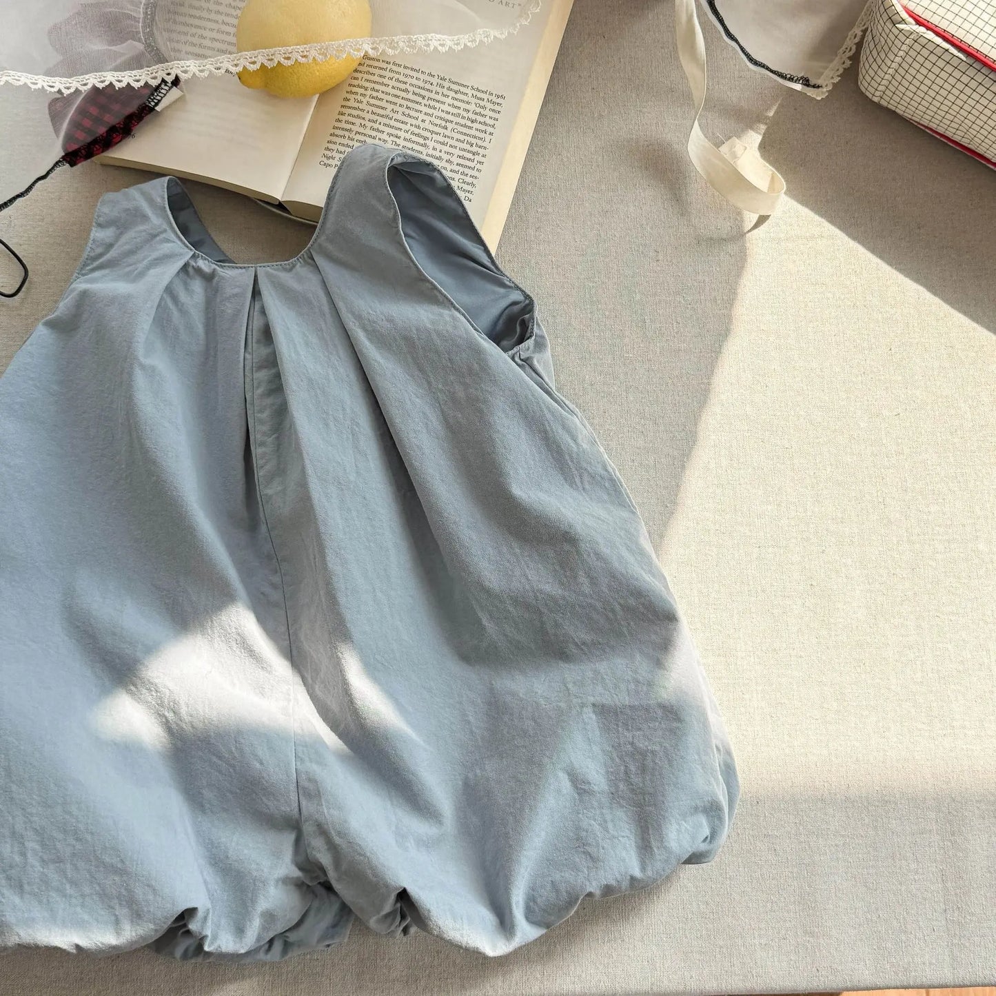 Deer Jonmi 2026 Mono a cuadros de verano para bebé niña – Pelele linterna sin mangas estilo coreano, body informal de ajuste holgado para niños, conjunto de verano cómodo para bebés y niñas