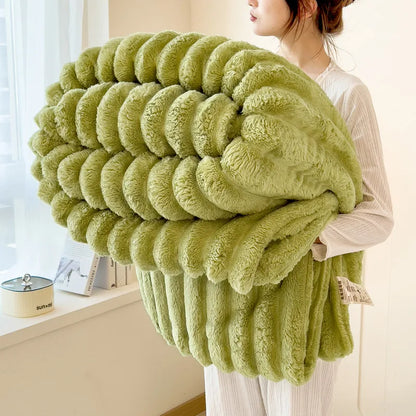 Manta Suave de Felpa de Conejo Artificial – Manta Gruesa Cálida para Sofá, Cama y Confort Otoñal