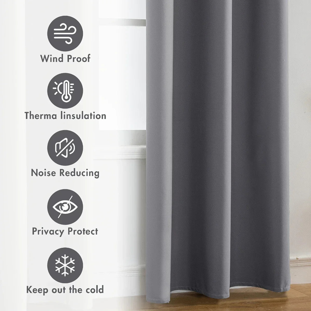 Paquete de 2 cortinas 100% opacas – Paneles de ventana térmicos con forro opaco