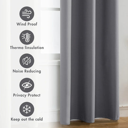 Paquete de 2 cortinas 100% opacas – Paneles de ventana térmicos con forro opaco