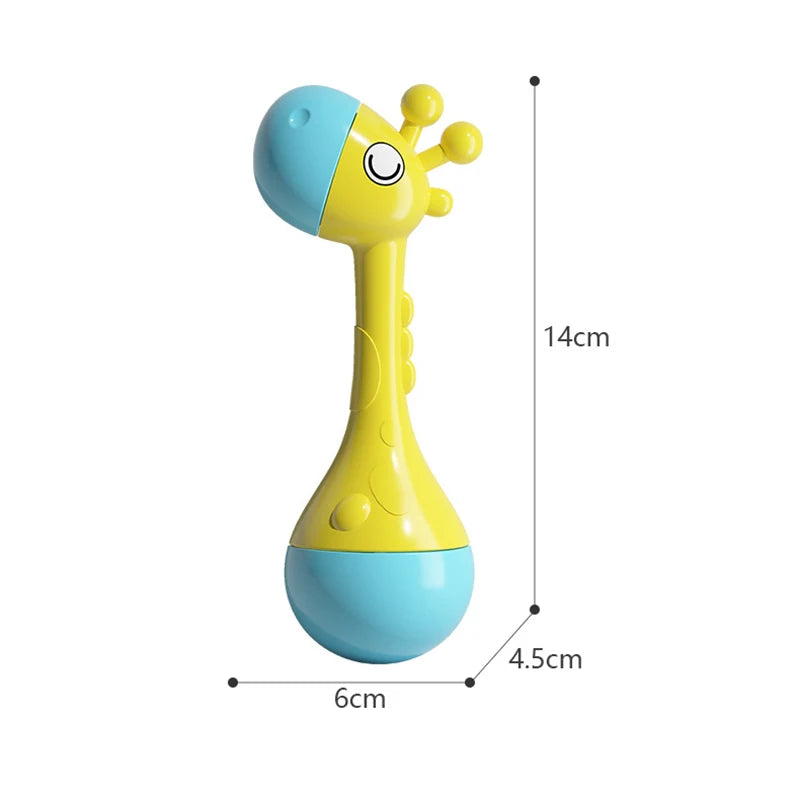 Hochet Girafe – Hochet Musical Sensoriel pour Nouveau-Né (0-12 Mois), Jouet de Dentition pour Bébé, Hochet Musical en Forme de Marteau de Sable pour le Développement et l'Éveil de Bébé