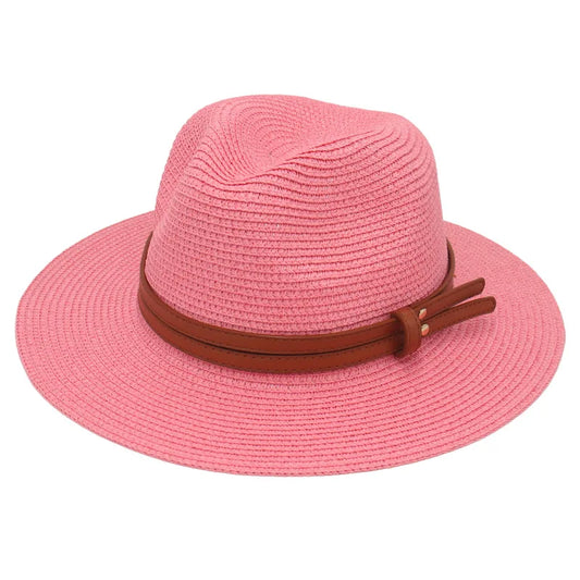 Summer Straw Panama Hat – Breathable Knitted Grass Sun Hat with Jazz Style for Beach, Travel & Casual Outdoor Wear