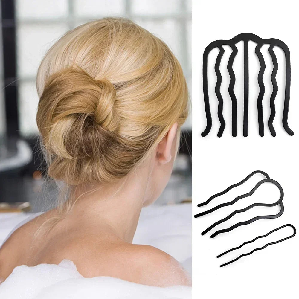 1/3PCS Black Metal Hair Fork Clips – Women's & Girls' Hair Pin Comb for Messy Buns, Updos & Side Styling, Elegant Hair Accessories