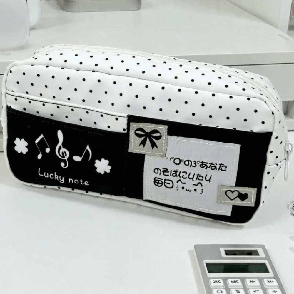 Trousse à crayons Chat à pois – Sac à stylos mignon grande capacité multi-couches, Organisateur de papeterie élégant pour l'école, le bureau et l'utilisation quotidienne
