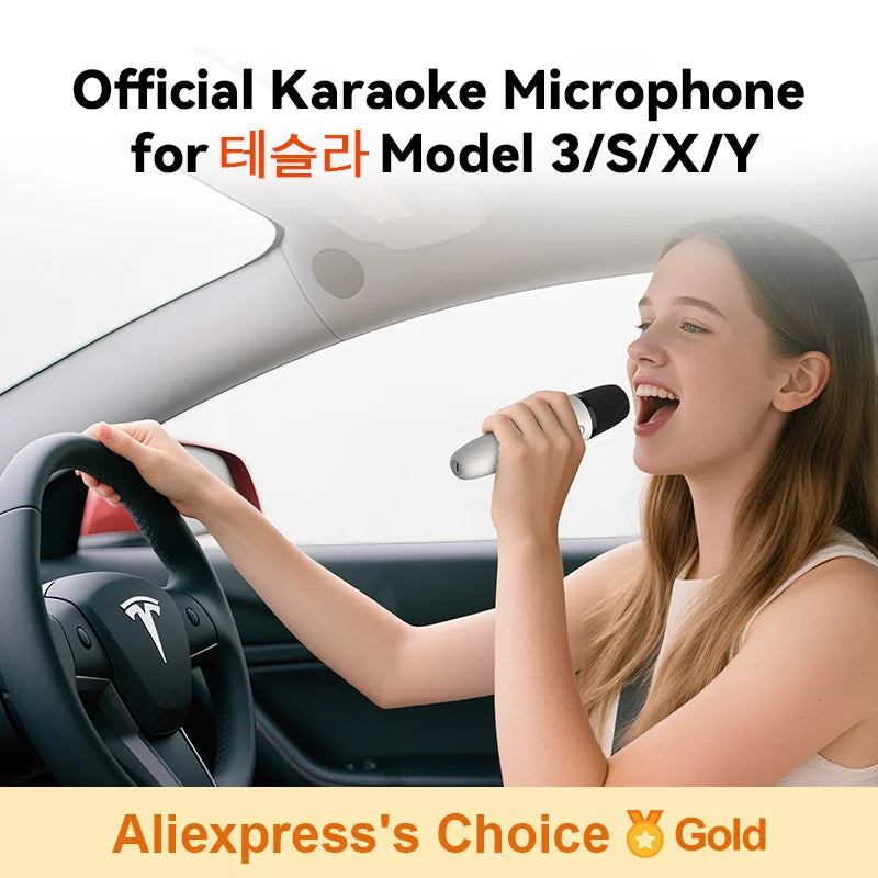 T1 Tesla Car Karaoke Microphone – Rechargeable Wireless Mic with USB-A & USB-C Receiver, Plug-and-Play No Pairing Required