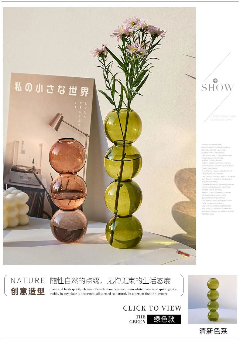 Nordic Glass Flower Vase – Decorative Terrarium Planter for Home, Living Room & Office Décor
