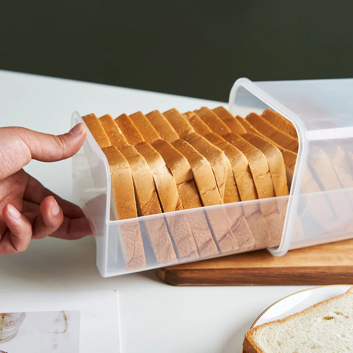 Clear Airtight Bread Box with Lid – Tall Bread Loaf Storage Container for Sandwich & Homemade Bread, Kitchen Food Saver Organizer