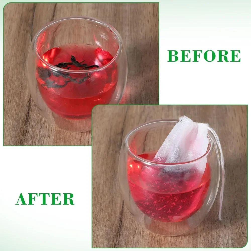 100-1000pcs Disposable Tea Filter Bags – Nonwoven Drawstring Tea Strainer Bags, Single Use Loose Leaf Tea Bags for Coffee, Herbs, Spices & Kitchen Brewing Accessories