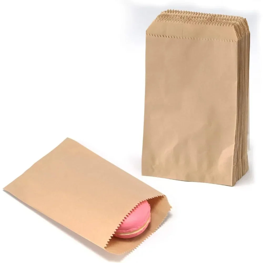 50 Bolsas Planas de Papel Kraft para Detalles (10x15cm, 13x18cm, 4x6", 8x15cm) – Bolsitas de Papel para Empaques, Recuerdos de Fiesta, Navidad y Dulces