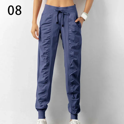 Pantalon de jogging femme à séchage rapide, cordon de serrage, athlétique, pour la salle de sport et le fitness, avec deux poches latérales