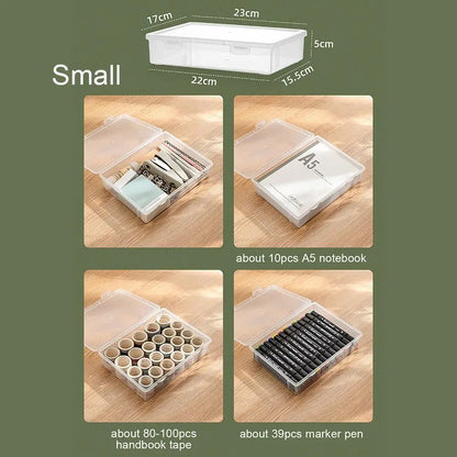 Caja organizadora de plástico transparente – Contenedor portátil a prueba de polvo para documentos, papelería y accesorios