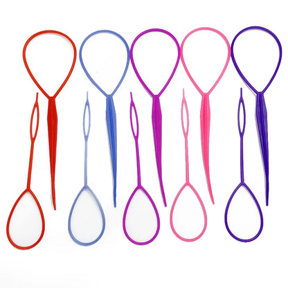 2-10PCS Ponytail Creator Styling Tools – Topsy Tail Plastic Loop Hair Braid Maker Clips for Women & Girls, Easy DIY Hair Accessories