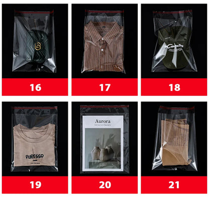 100 sacs auto-adhésifs transparents en OPP – Sachets d'emballage en plastique refermables pour vêtements, bijoux, biscuits, bonbons et emballage cadeau