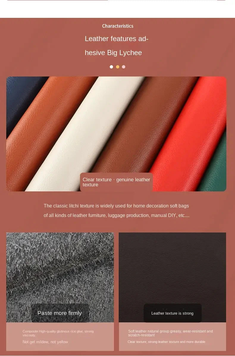 0.9mm Self Adhesive Soft PVC Artificial Leather Repair Patch for Sofas, Chairs, Furniture & DIY Crafts