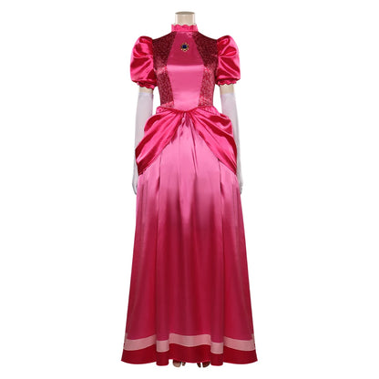 Princess Peach Cosplay Costume – Pink Fantasy Dress Set with Crown (Adult Women Halloween/Carnival Party Outfit, Includes Swimsuit Style Disguise)