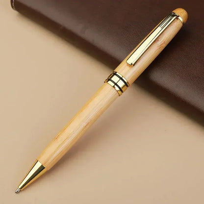 Custom Logo Bamboo Wooden Ballpoint Pen – Laser Engraved Personalized Signature Pen with Company Name, Business & Graduation Gift Box