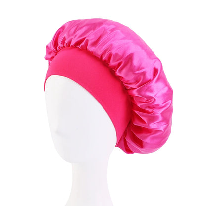 Silky Satin Sleep Bonnet with Elastic Band – Wide Brim Night Cap Hair Wrap for Sleeping & Hair Protection