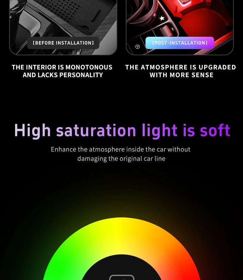 Universal USB LED Car Interior Ambient Light – Plug & Play Mood Lamp for Reading & Interior Décor