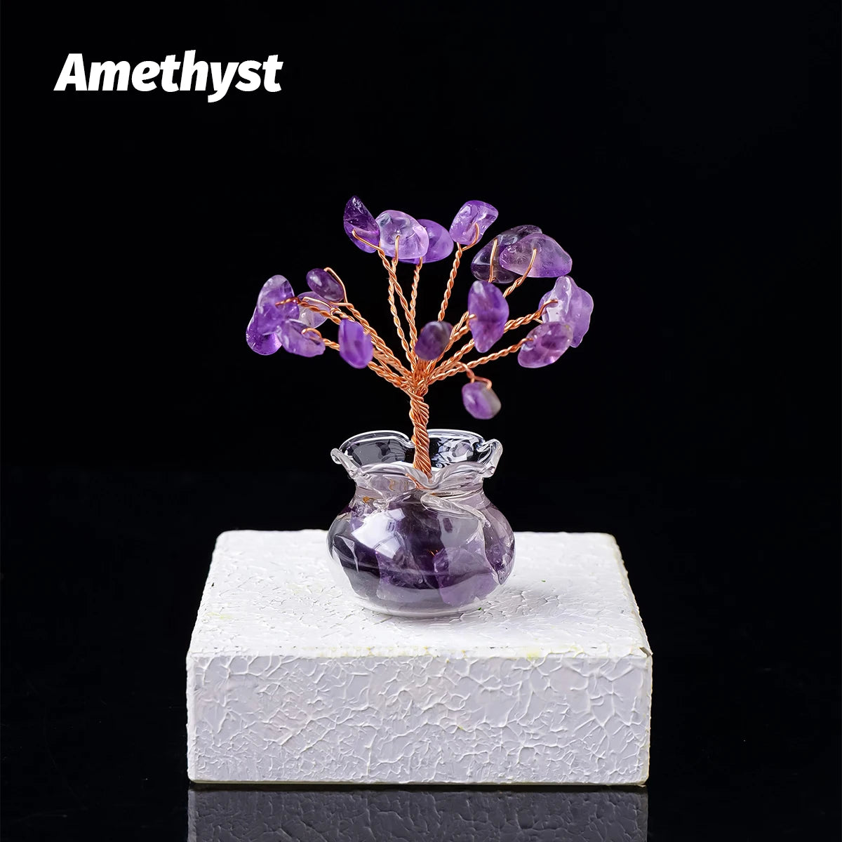 Arbre à vœux en cristal naturel – Arbre à vœux bonsaï en cristal Feng Shui de guérison Reiki pour la décoration de la maison, du bureau et de la table