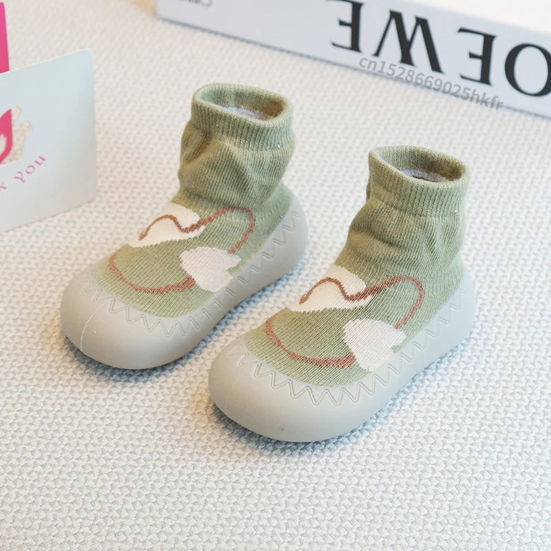 Zapatos y calcetines primeros pasos para bebés – Bonitas zapatillas de dibujos animados para bebés con suela de goma suave para niños y niñas