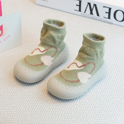 Zapatos y calcetines primeros pasos para bebés – Bonitas zapatillas de dibujos animados para bebés con suela de goma suave para niños y niñas