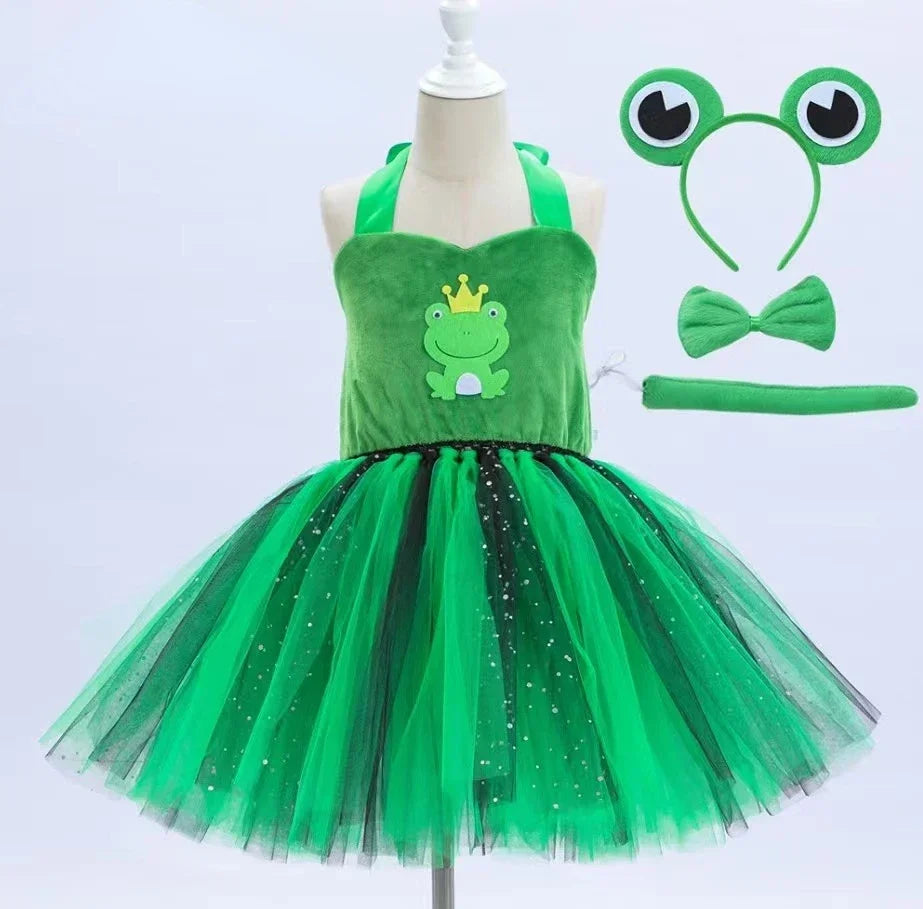 Baby Girls Animal Tutu Dress – Forest Theme Giraffe, Cow, Tiger, Leopard & Zebra Print Costume for Halloween & Birthday Parties