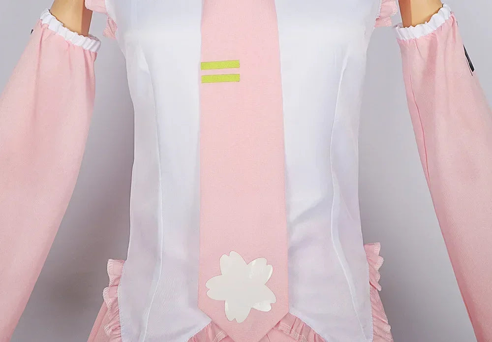 Hatsune Miku Cosplay Costume – Sakura Cherry Blossom Outfit with Wig (Girls Halloween Performance Set)