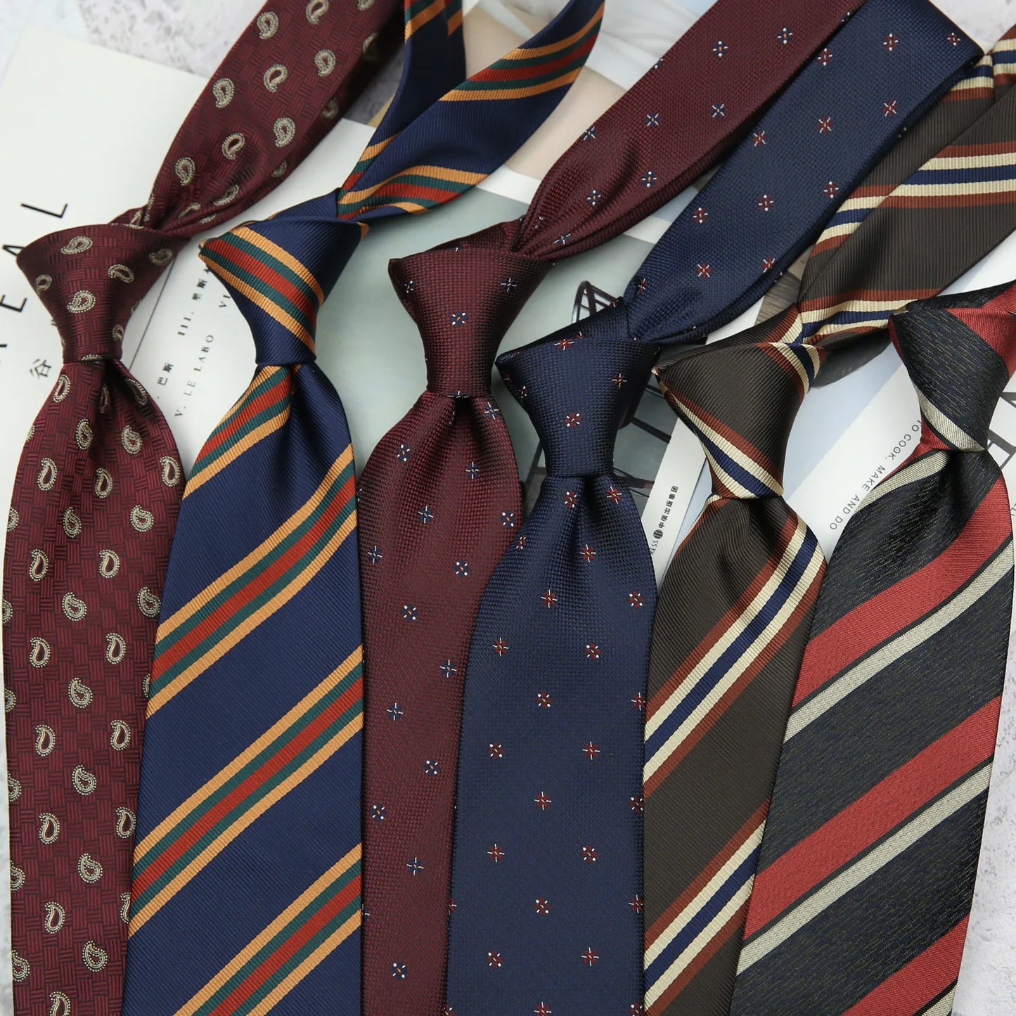 Corbata de hombre de 8 cm con rayas tejidas, formal de negocios para bodas, oficina y fiestas