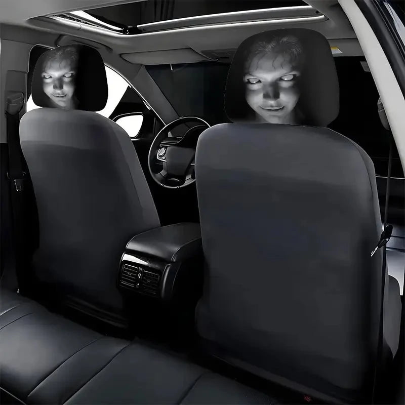 2 Fundas para Reposacabezas de Coche de Halloween con Temática de Terror – Fundas Elásticas Universales a Prueba de Polvo para Protección de Asientos