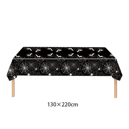 Halloween Tablecloth, Haunted House Pumpkin and Spider Web Table Cover, Spooky Dining Table Decor, Halloween Party Supplies, Indoor Home Kitchen Decoration