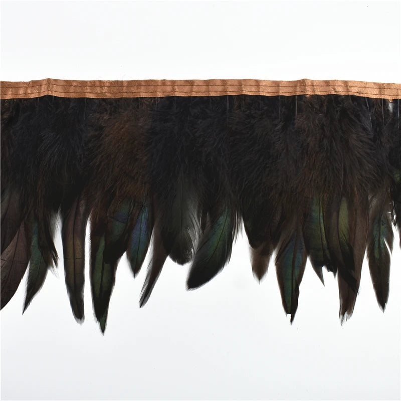 10 m Rooster Feather Fringe Trim – Natural Feather Ribbon for Sewing, Crafts & Costume Decoration