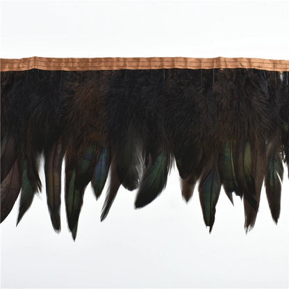 10 m Rooster Feather Fringe Trim – Natural Feather Ribbon for Sewing, Crafts & Costume Decoration